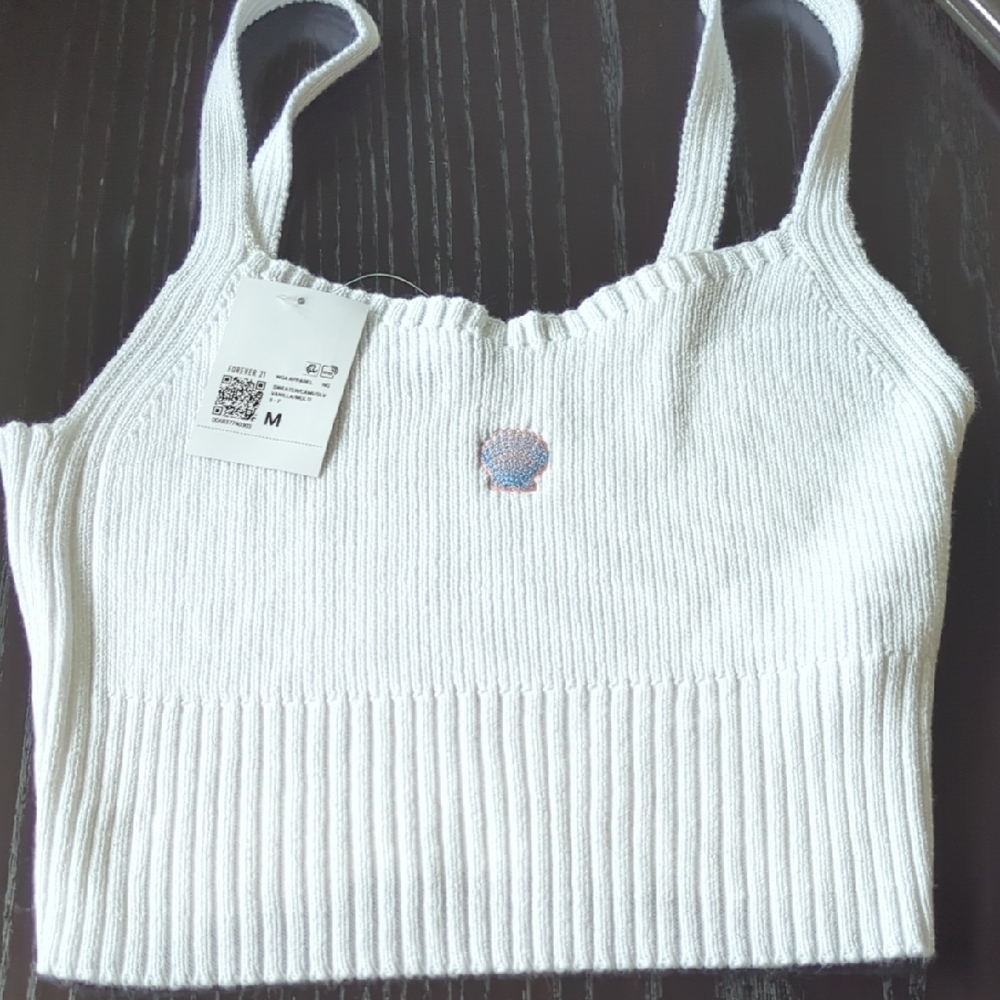 White Ribbed Knit Tank Top